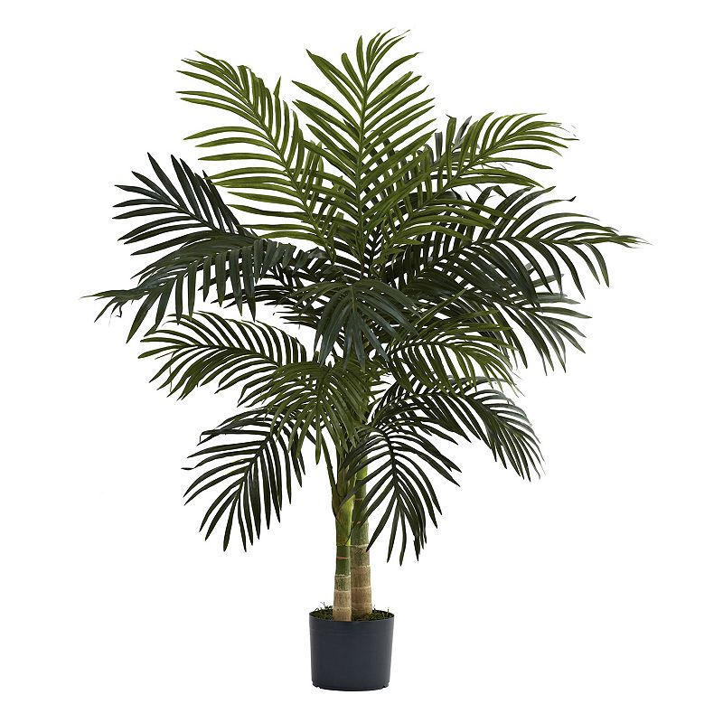 48" Artificial Cane Palm Tree in Pot Black Gold - Nearly Natural