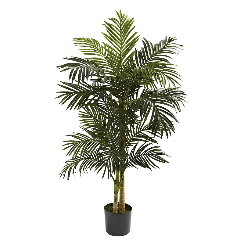 Pack of 2  Nearly Natural 5-ft. Artificial Golden Cane Silk Palm Tree  Green