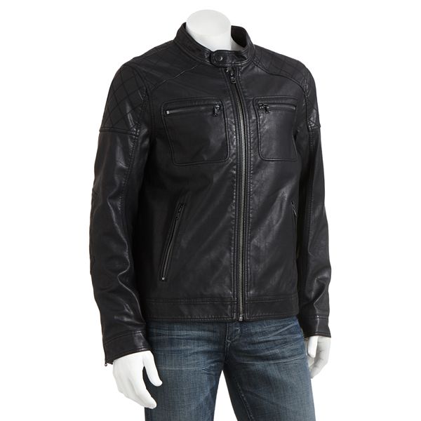 Rock & Republic® Quilted Faux-Leather Moto Jacket - Men