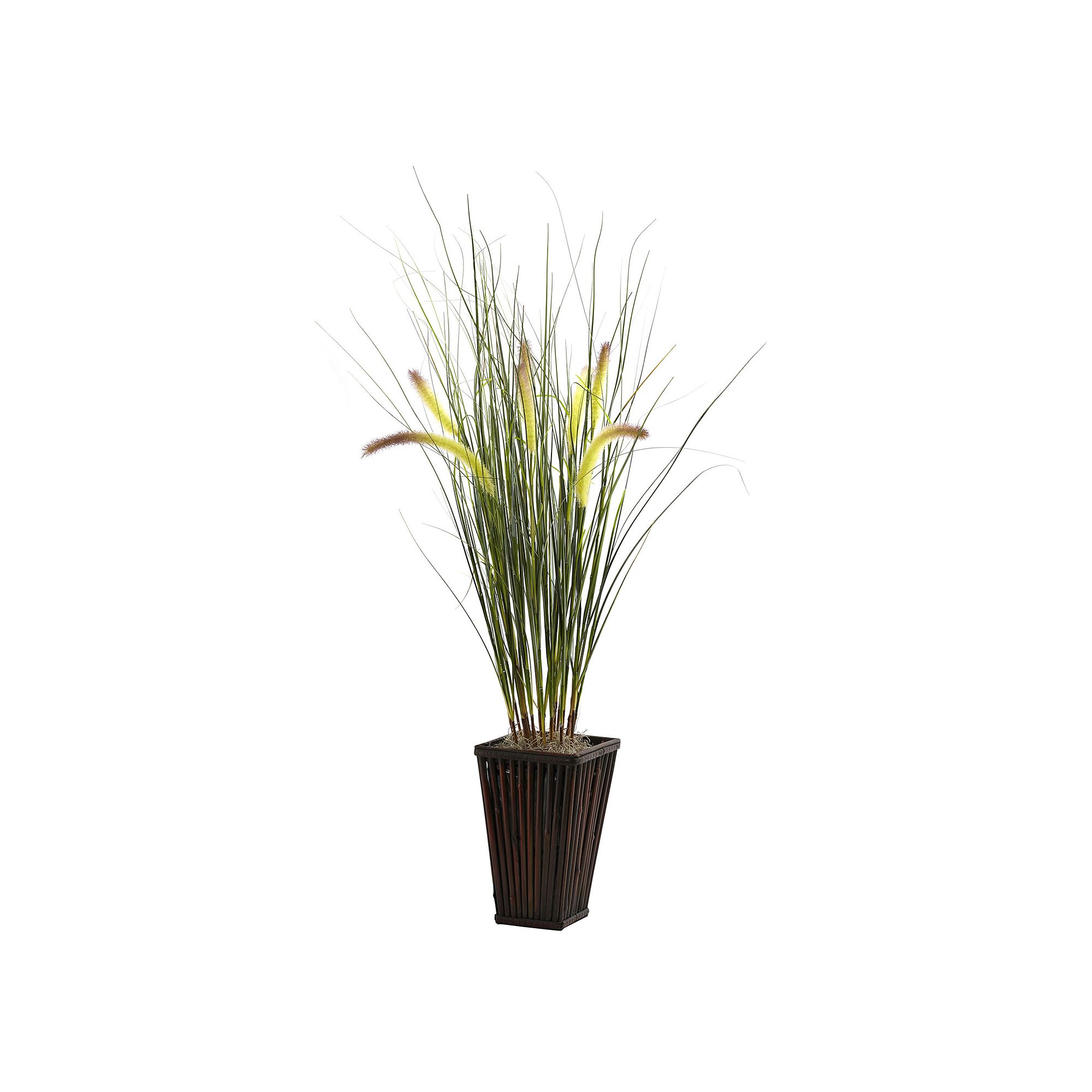 nearly natural Grass with Cattails Plant, Brown