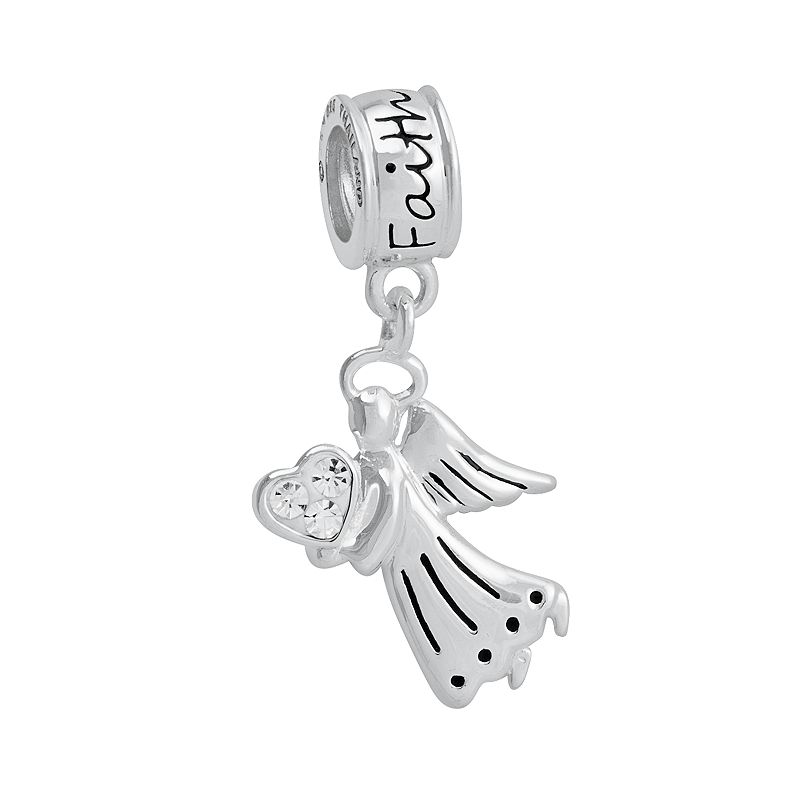 Jewelry of Faith Sterling Silver Crystal Faith Angel Charm, Womens, G