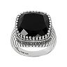 Lavish by TJM Sterling Silver Onyx Ring - Made with Swarovski Marcasite