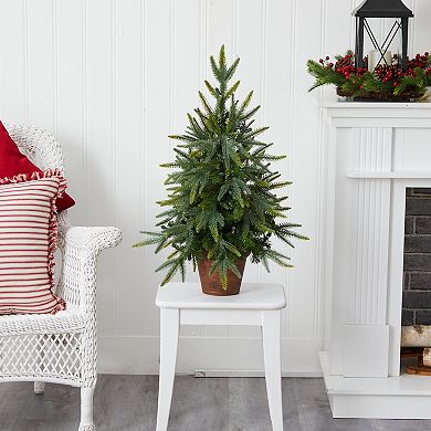 nearly natural 2 1/2-ft. Potted Pre-Lit Artificial Christmas Tree - Indoor