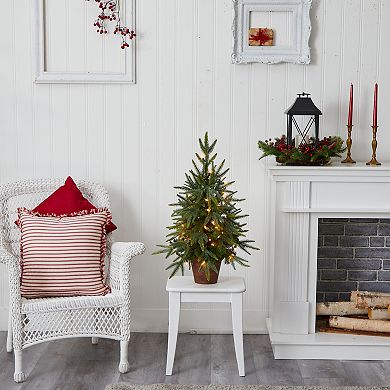 nearly natural 2 1/2-ft. Potted Pre-Lit Artificial Christmas Tree - Indoor