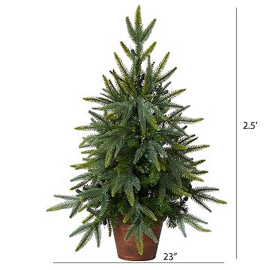 nearly natural 2 1/2-ft. Potted Pre-Lit Artificial Christmas Tree - Indoor