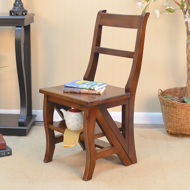 Carolina Cottage 2-in-1 Library Ladder Folding Chair, Brown