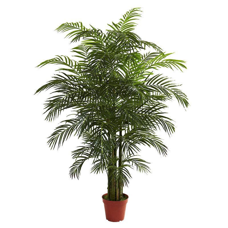 Nearly Natural 6.5ft. Areca Palm Tree (Indoor/Outdoor) Plastic Artificial Plant  Green