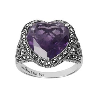Lavish by TJM Sterling Silver Amethyst Heart Ring