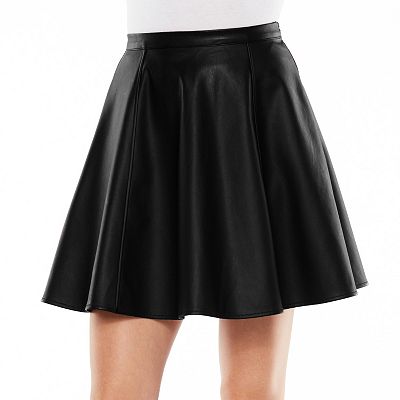 LC Lauren Conrad Faux Leather Circle Skirt Women s