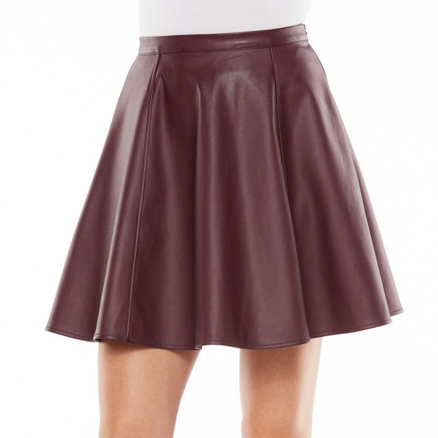 LC Lauren Conrad Faux Leather Circle Skirt Women s