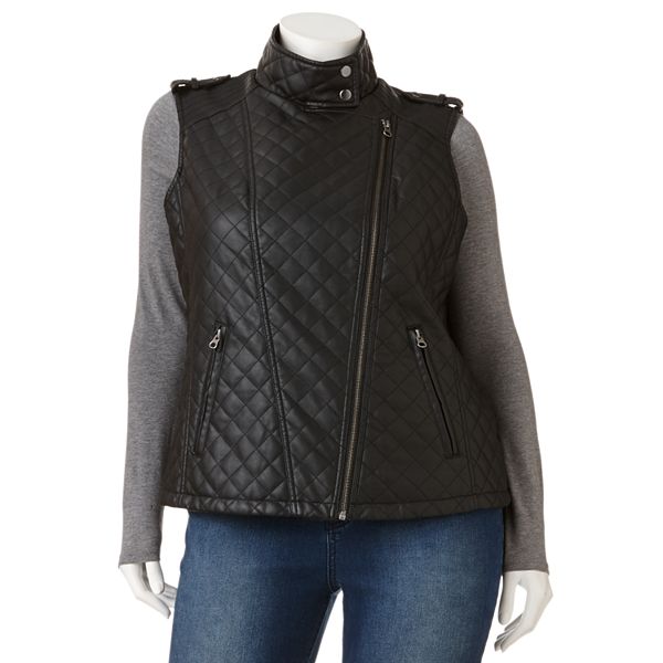 Diverse varer Meander Flourish Plus Size Apt. 9® Faux-Leather Motorcycle Vest