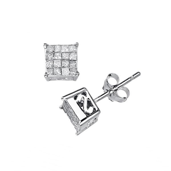 8mm Pave Set Stud Earrings in White Gold – The GLD Shop