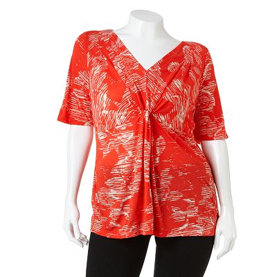 Plus Size Apt. 9 Printed Knot Front Top