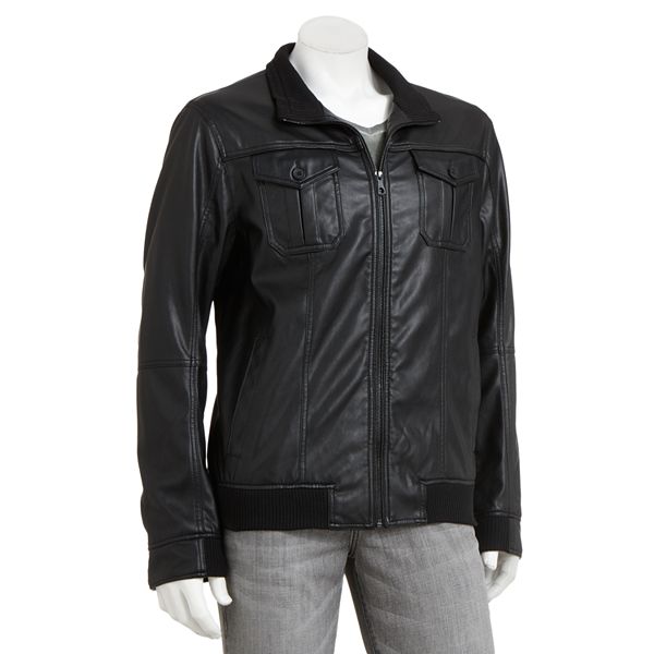 Kohls mens faux hot sale leather jacket