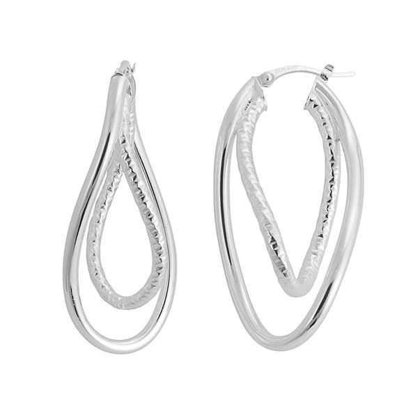 Silver Classics Sterling Silver Textured Twist Drop Earrings