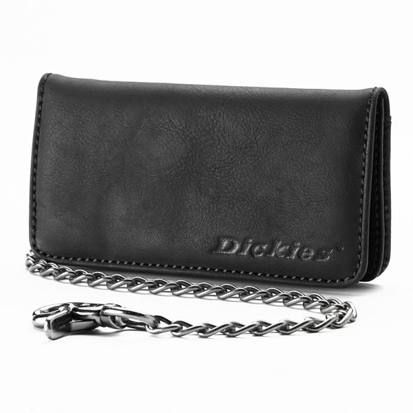 Dickies Mens Trucker Wallet with Chain,Black with Snap On 