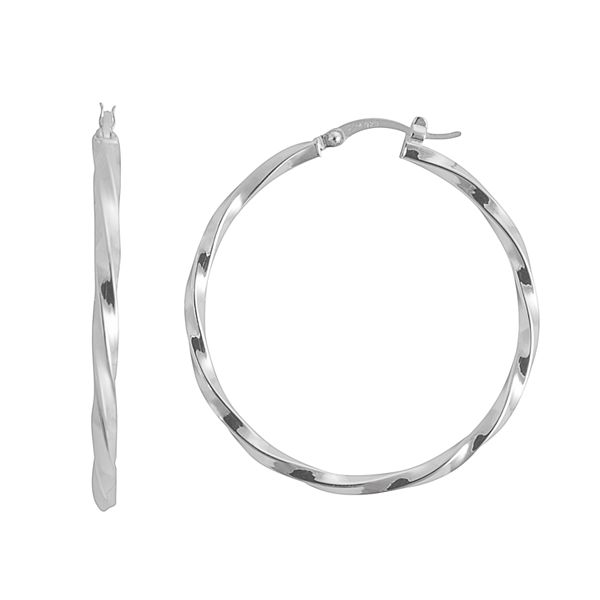 Twisted hoops store silver