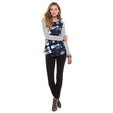 Apt. 9® Print Mixed-Media Tunic Tee - Women's