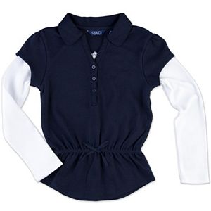 Girls 4-6x Chaps Mock-Layer School Uniform Polo