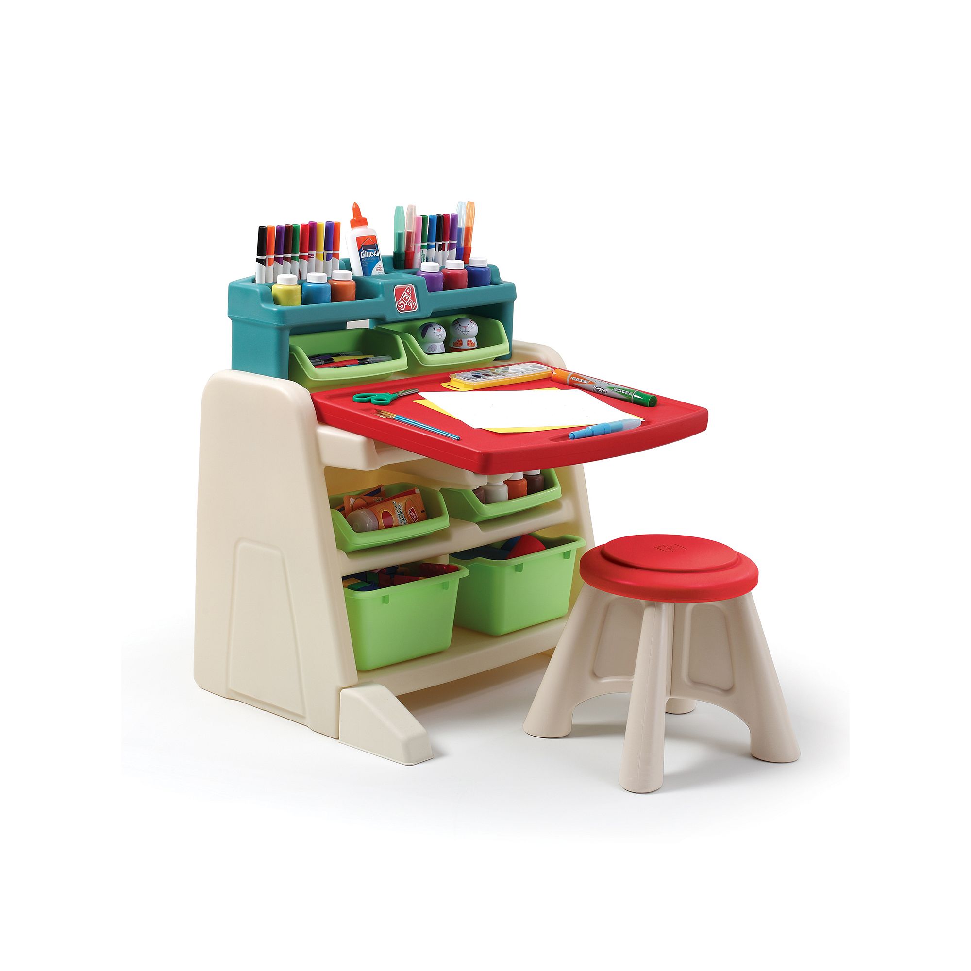 Step2 Flip & Doodle Easel Desk with Stool, Multicolor