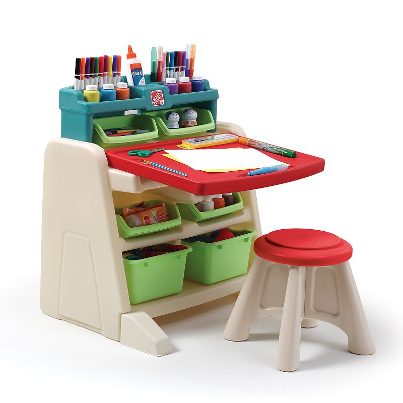 Step2 Flip And Doodle Easel Desk with Stool, Multicolor