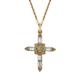 Symbols of Faith Simulated Crystal Cross Pendant