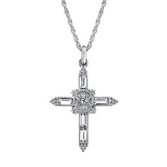 Symbols of Faith Simulated Crystal Cross Pendant