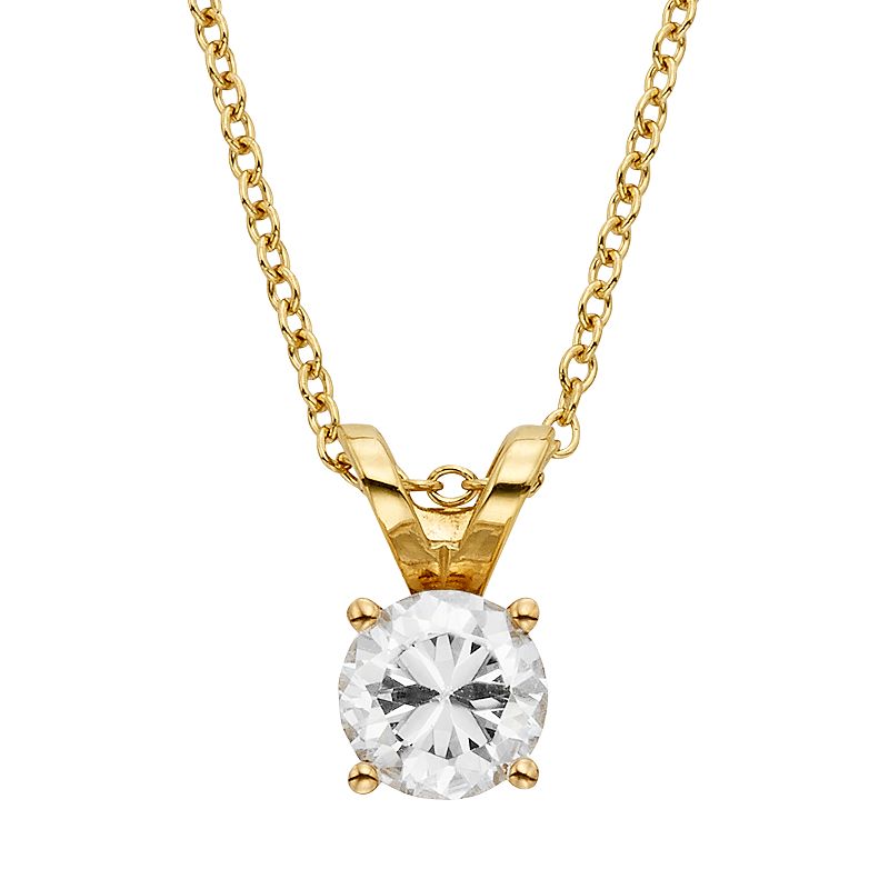1/2 Carat T.W. IGL Certified Diamond 18k Gold Solitaire Pendant Necklace, 