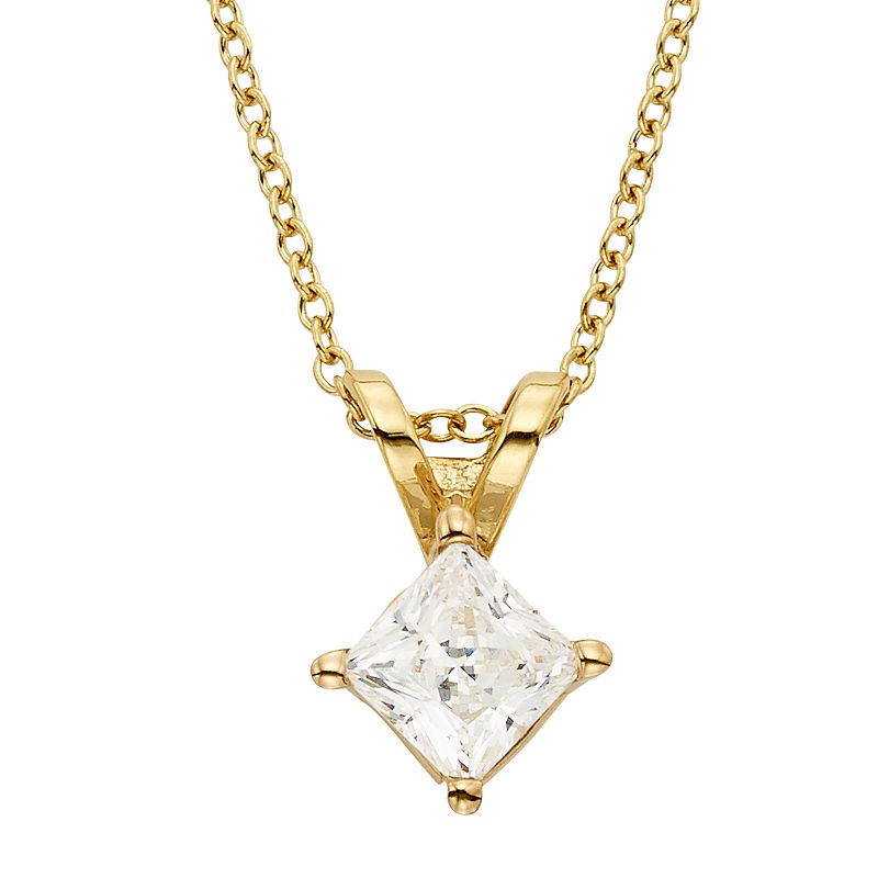1/2 Carat T.W. IGL Certified Diamond 18k Gold Solitaire Pendant Necklace, 