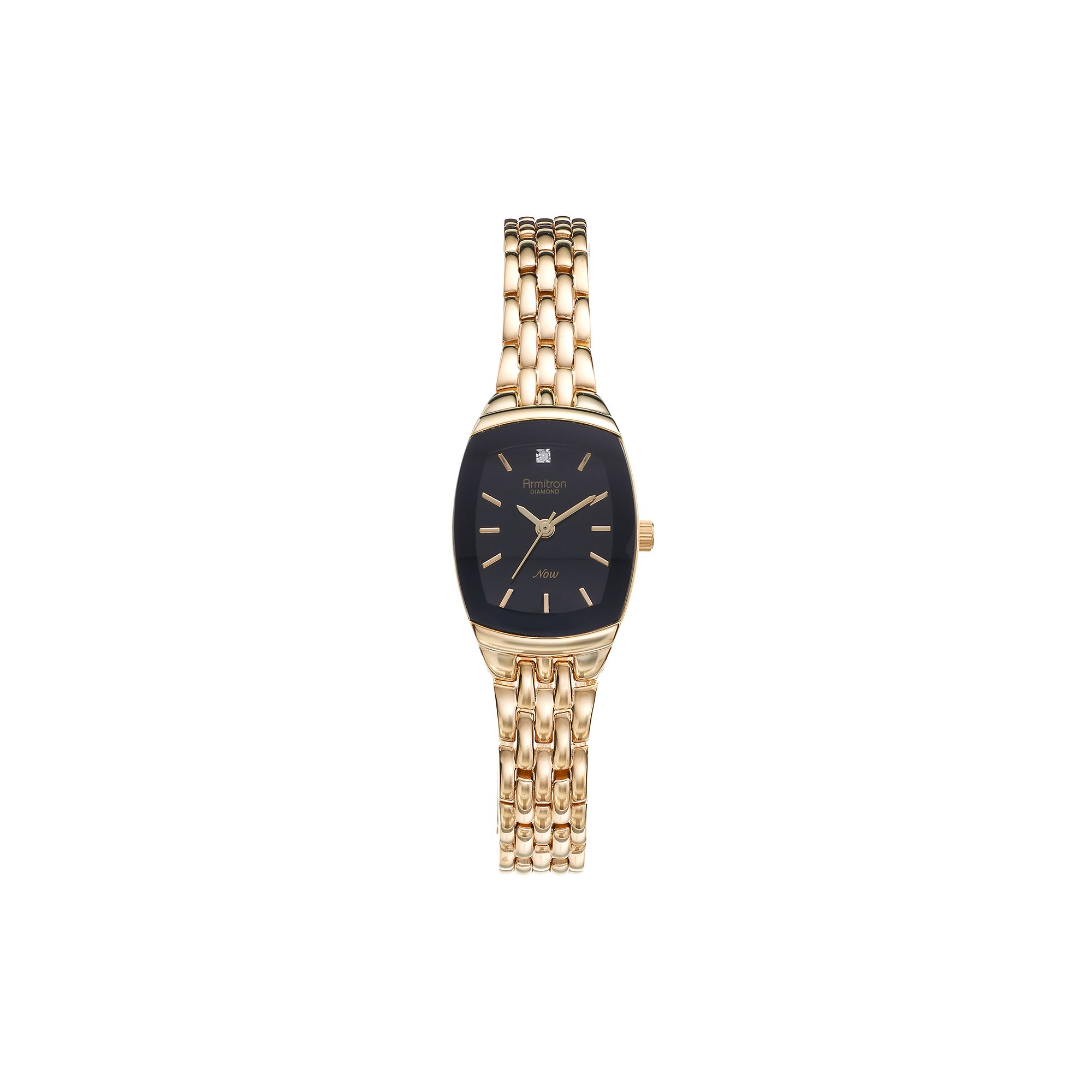 Armitron Womens NOW Diamond Watch - 75/5195BKGP, Gold Tone