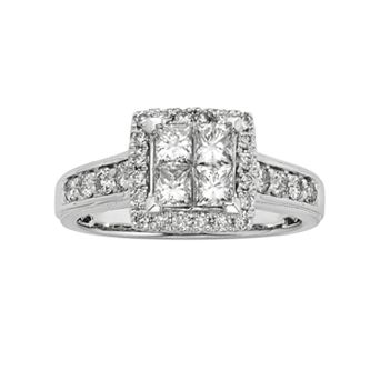 The Regal Collection IGL Certified Diamond Square Halo Engagement Ring in 14k White Gold (1 ct T.W.)