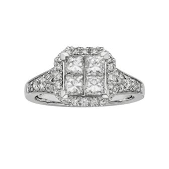 The Regal Collection IGL Certified Diamond Octagonal Halo Engagement Ring in 14k White Gold (1 ct T.W.)