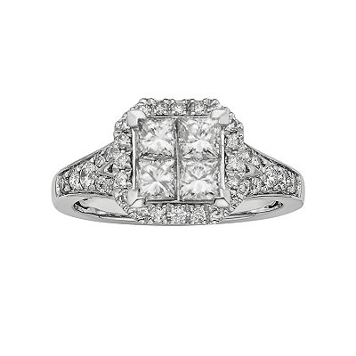 The Regal Collection IGL Certified Diamond Octagonal Halo Engagement Ring in 14k White Gold 1 ct. T.W