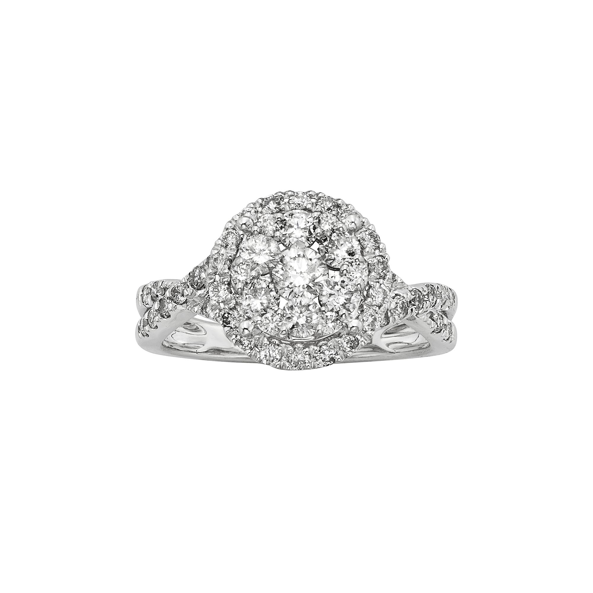 The Regal Collection IGL Certified Diamond Crisscross Halo Engagement Ring 