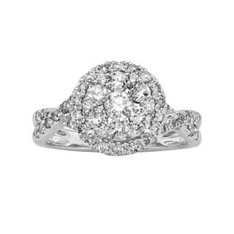 The Regal Collection IGL Certified Diamond Crisscross Halo Engagement Ring in 14k White Gold (1 ct T.W.)