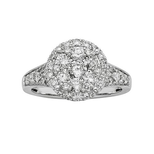 IGL Certified Diamond Halo Engagement Ring in 14k White Gold (1 ct. T.W.)