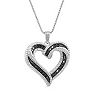 Sterling Silver 1/4-ct. T.W. Black and White Diamond Heart Pendant