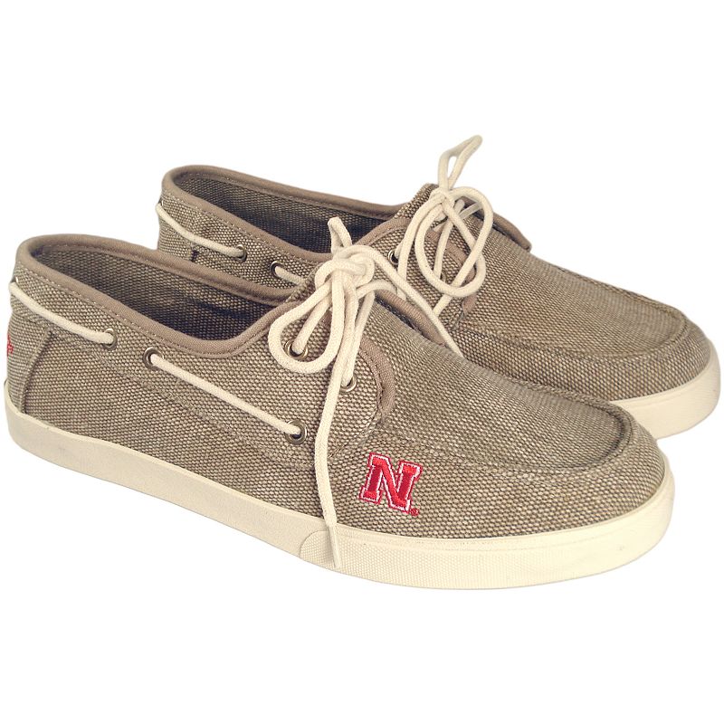 UPC 683606718892 product image for Men's Nebraska Cornhuskers Captain Boat Shoes, Size: 9, Beig/Green | upcitemdb.com