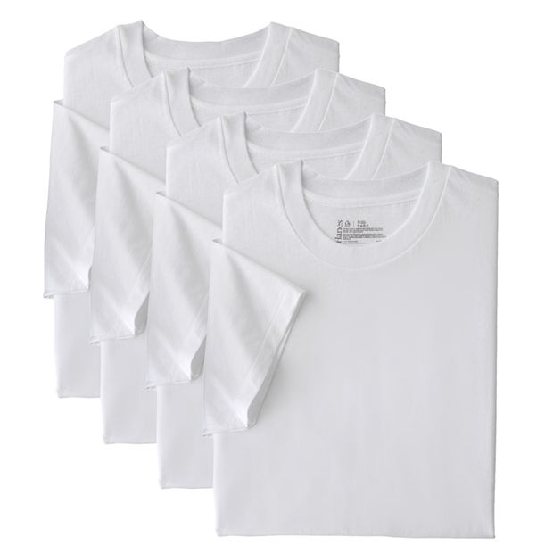 Hanes Ultimate Tall Man Cotton Crewneck T-Shirt Pack - White, 4 pk