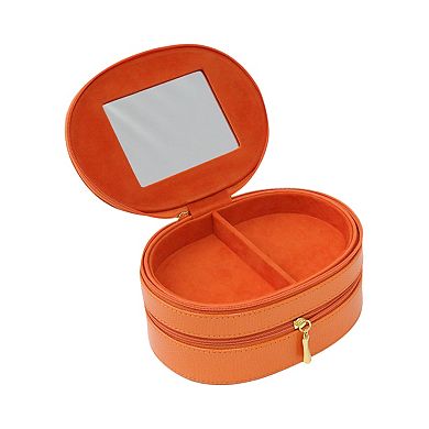 Bey-Berk Oval Leather Jewelry Case