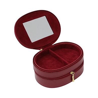 Bey-Berk Oval Leather Jewelry Case