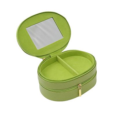 Bey-Berk Oval Leather Jewelry Case