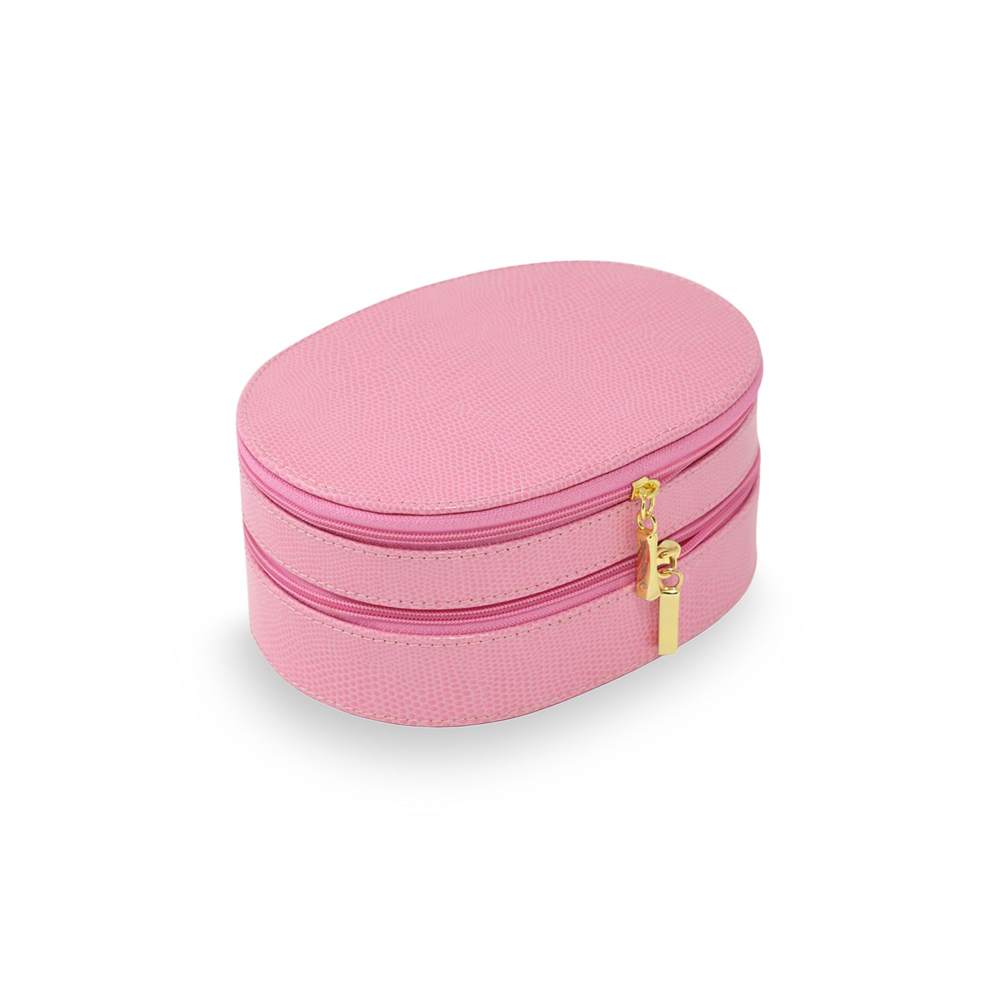 Bey-Berk Oval Leather Jewelry Case, Womens, Pink