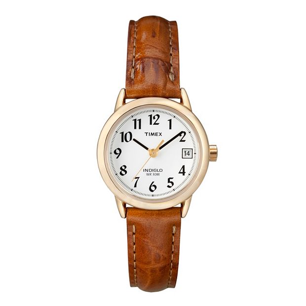 Timex easy reader shop leather strap watch