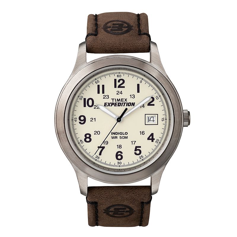 Men's Timex Expedition Field Watch with Leather Strap - Silver/Brown T49870JT