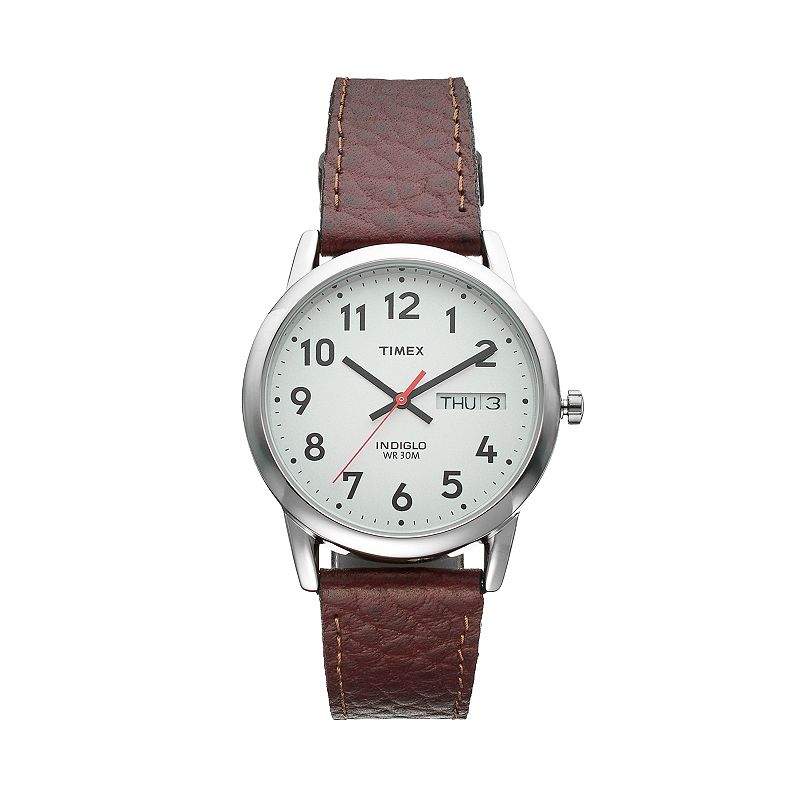 Timex® Men's Wardrobe Essentials Leather Watch - T20041JT, Size: Medium, Brown