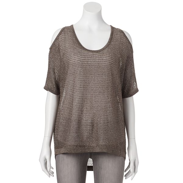 Women's Jennifer Lopez Lurex Cold-Shoulder Sweater