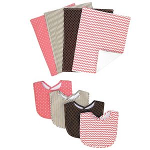 Trend Lab Cocoa Coral Bib & Burp Cloth Set