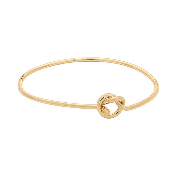14k Gold Over Silver Love Knot Bangle Bracelet
