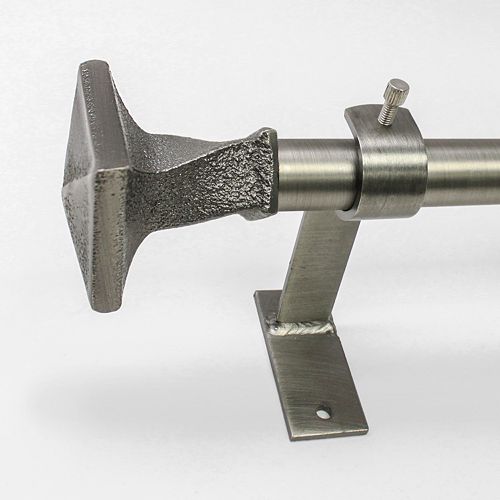 North Branch Twist Square Adjustable Pewter Curtain Rod – 18” – 36”